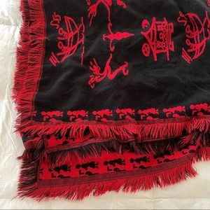 Wool Rayon Blend Scarf Wrap Heavy Reversible L